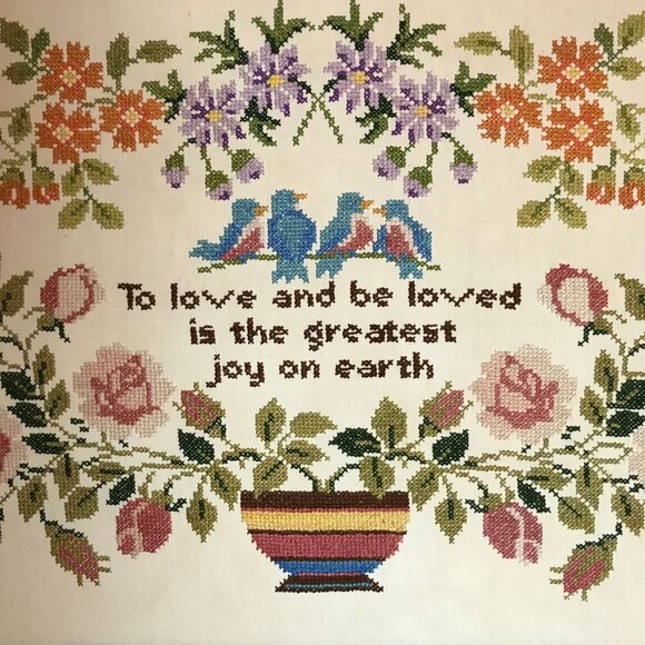 Cross Stitch Wall Art Quote "To Love & Be Loved Is The Greatest Joy.. Handmade - Picture 7 of 8